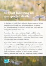 Support following an unexpected death 